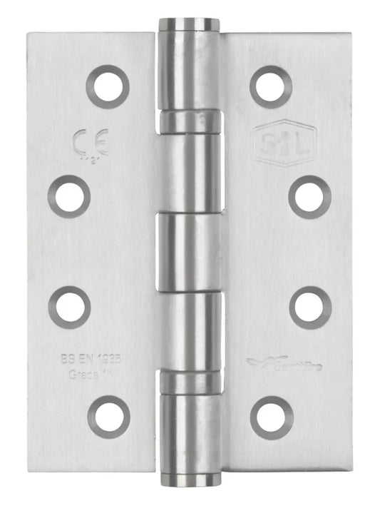 SMITH & LOCKE SATIN STAINLESS STEEL GRADE 11 FIRE RATED BALL BEARING HINGES 102MM X 76MM 3 PACK - MonkeyTools