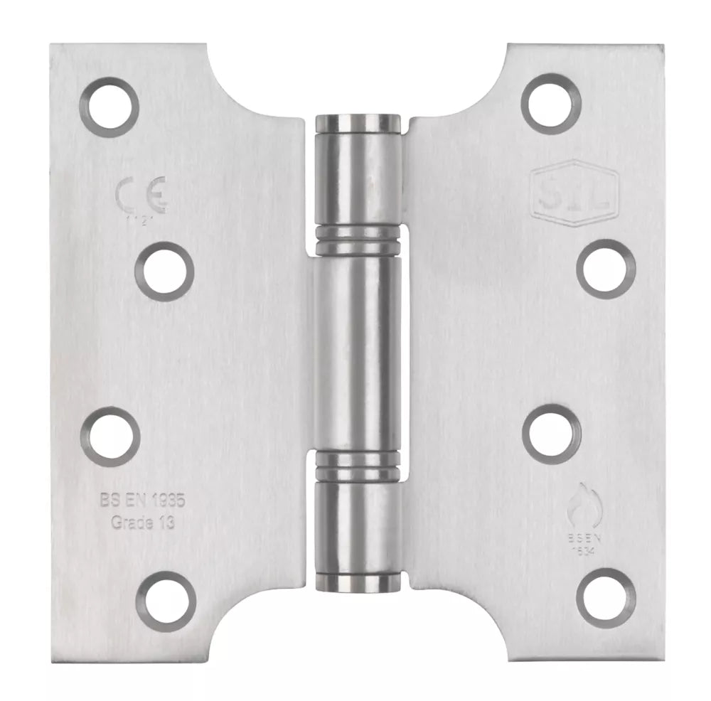 SMITH & LOCKE SATIN STAINLESS STEEL GRADE 13 FIRE RATED PARLIAMENT HINGES 102MM X 102MM 2 PACK - MonkeyTools