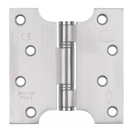 SMITH & LOCKE SATIN STAINLESS STEEL GRADE 13 FIRE RATED PARLIAMENT HINGES 102MM X 102MM 2 PACK - MonkeyTools