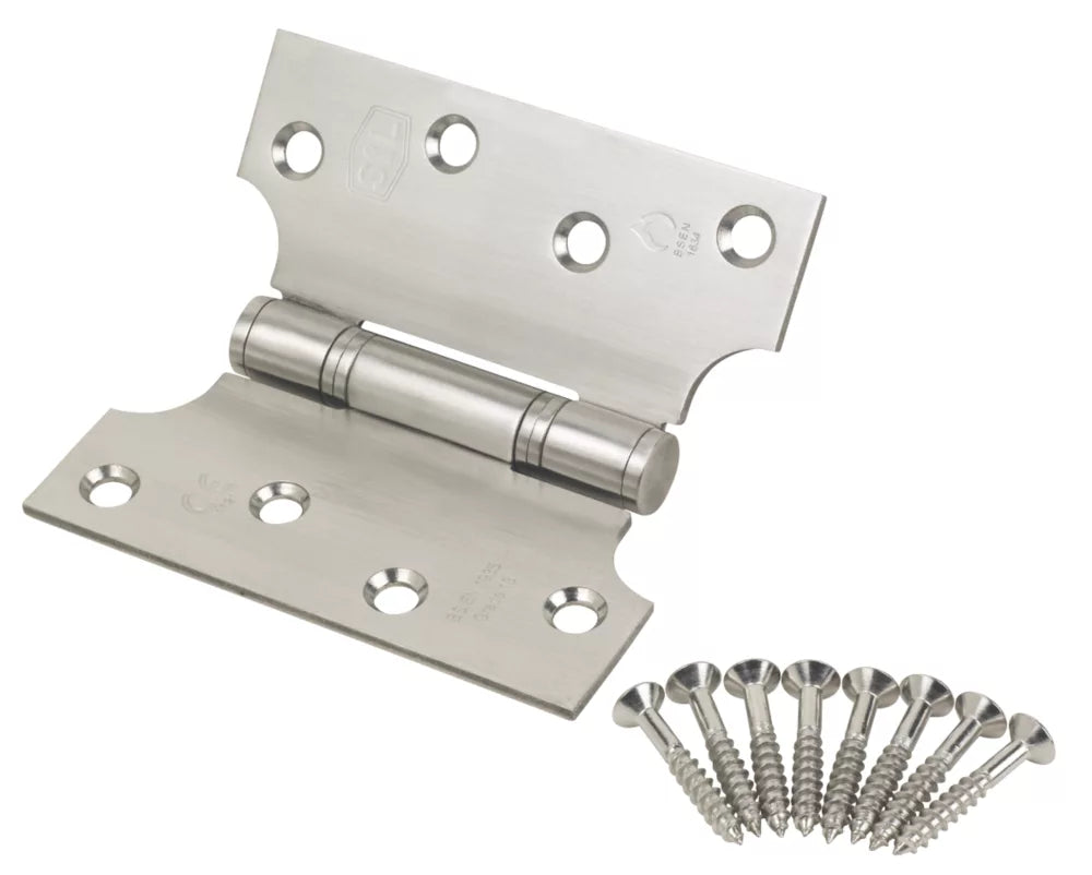 SMITH & LOCKE SATIN STAINLESS STEEL GRADE 13 FIRE RATED PARLIAMENT HINGES 102MM X 102MM 2 PACK - MonkeyTools