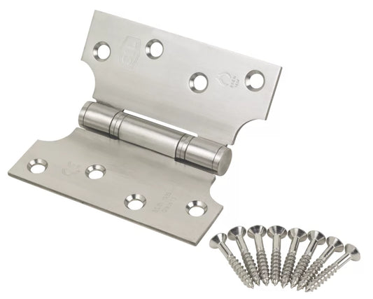 SMITH & LOCKE SATIN STAINLESS STEEL GRADE 13 FIRE RATED PARLIAMENT HINGES 102MM X 102MM 2 PACK - MonkeyTools