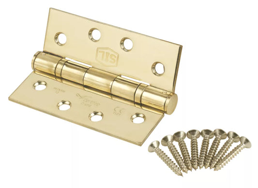 SMITH & LOCKE STAINLESS BRASS GRADE 13 FIRE RATED SQUARE BALL BEARING HINGES 102MM X 76MM 2 PACK - MonkeyTools