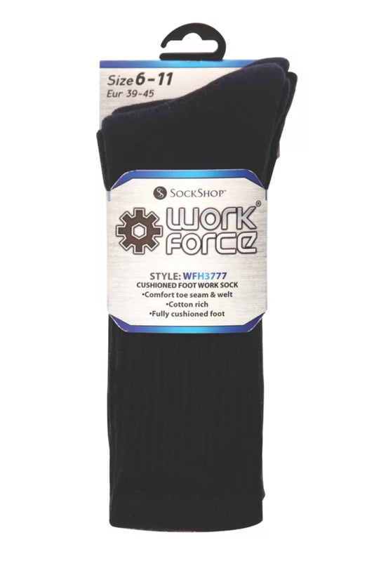 SOCKSHOP CUSHIONED FOOT WORK SOCKS BLACK SIZE 6-11 2 PACK - MonkeyTools