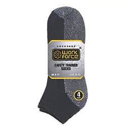 SOCKSHOP HEAVY DUTY SAFETY TRAINER SOCKS BLACK SIZE 6-11 4 PAIRS - MonkeyTools
