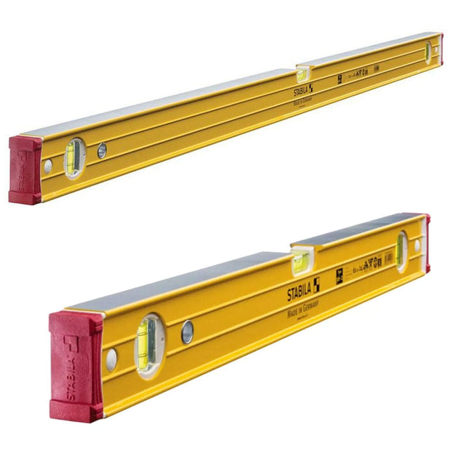 Stabila 96-2 Double Plumb Ribbed Box Level Twin Pack 60cm + 120cm - MonkeyTools