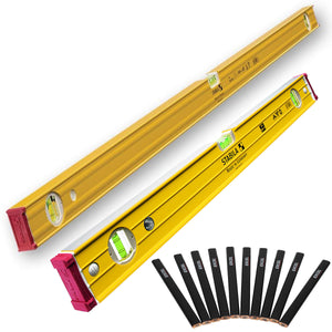 Stabila 96-2 Double Plumb Ribbed Box Level Twin Pack 60cm + 120cm With 10 Pencil Set - MonkeyTools