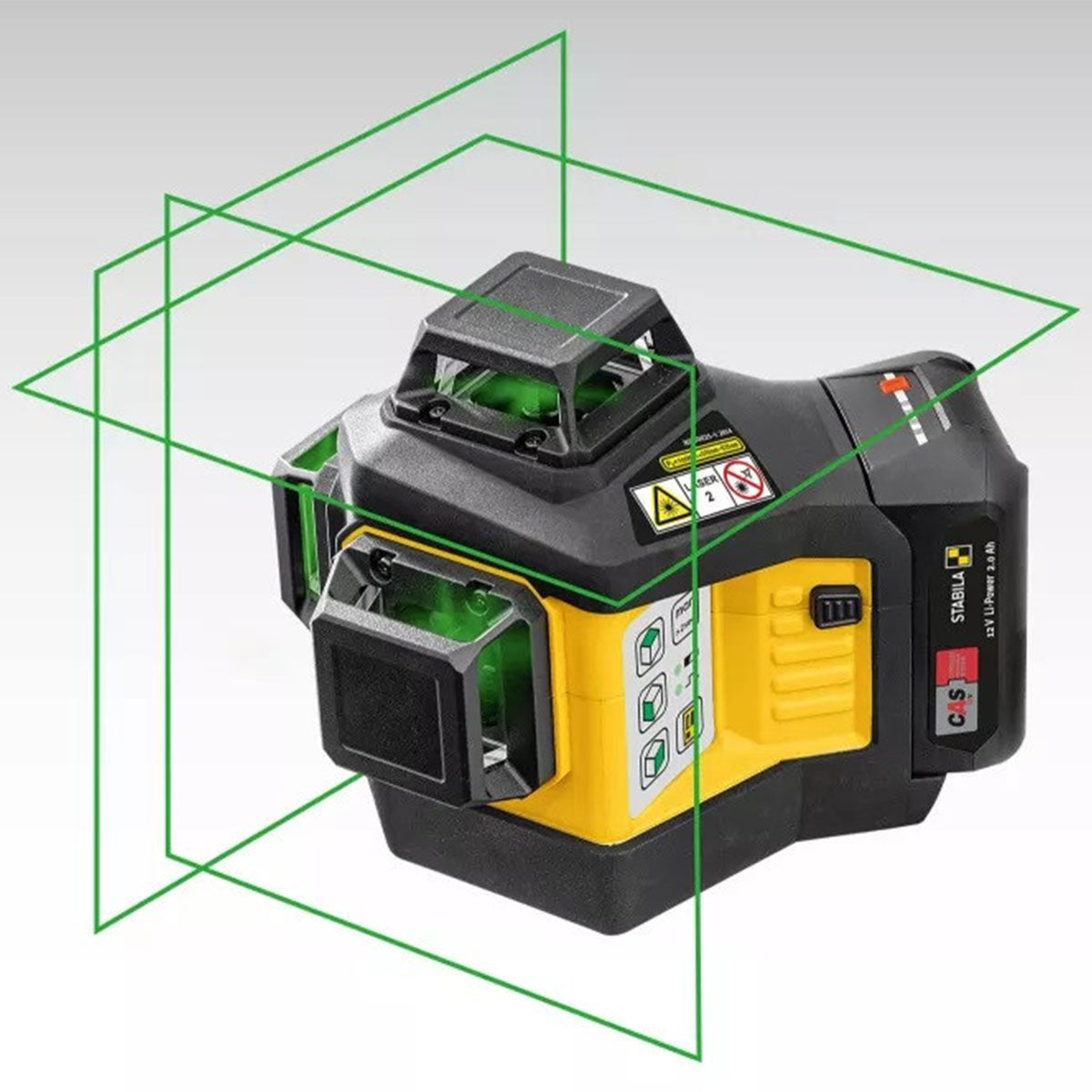 Stabila STB-LAX600GB 12V Green Multi-line Laser With 1 x 2.0Ah CAS Battery, Charger & Case - MonkeyTools