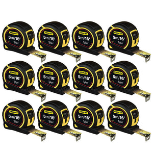 12 x Stanley Pocket Tape Measure Tylon Blade Bi-Material 5m/16ft 1-30-696 Loose - MonkeyTools
