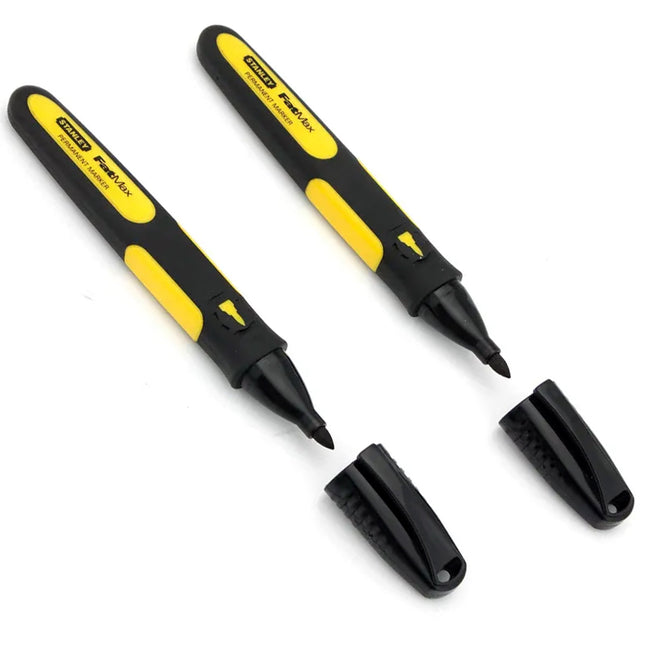 Stanley 0-47-312 Black Fine Tip Markers Easy Grip Pack of 2 STA047312 - MonkeyTools