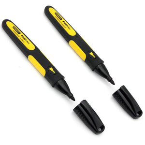 Stanley 0-47-312 Black Fine Tip Markers Easy Grip Pack of 2 STA047312 - MonkeyTools