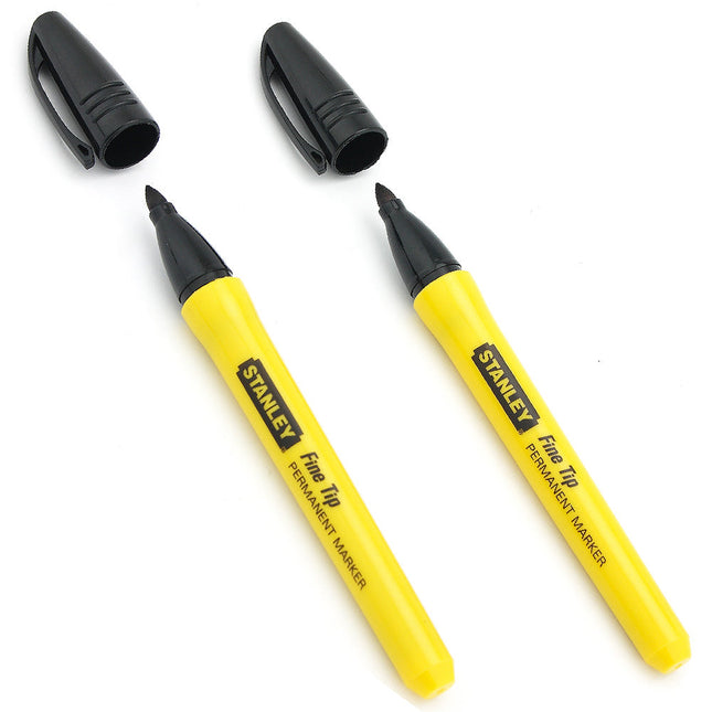 Stanley 0-47-316 Black Fine Tip Permanent Markers Pack of 2 STA047316 - MonkeyTools
