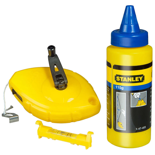 Stanley 0-47-443 Chalk Line 30m Blue Chalk & Level STA047443 - MonkeyTools