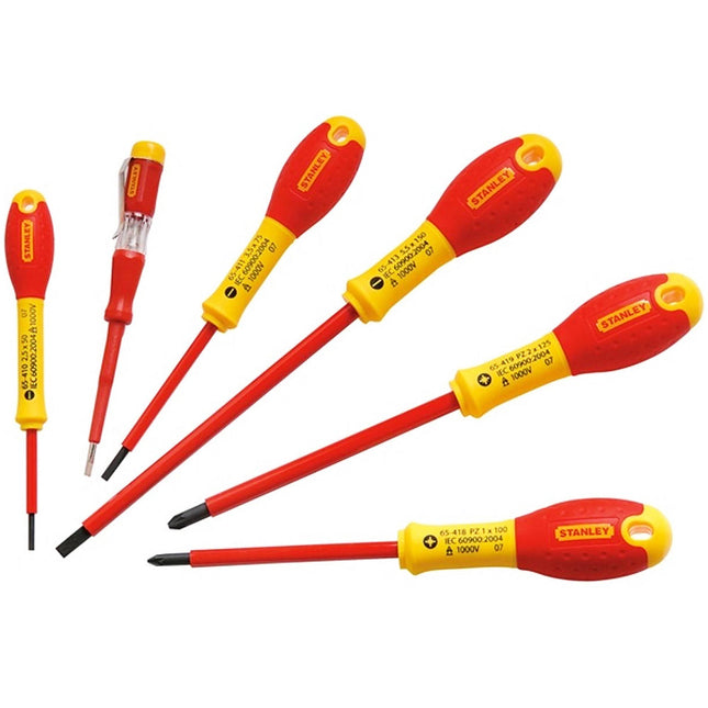 Stanley FatMax VDE Insulated Parallel & Pozidriv Screwdriver Set of 6 STA065443 - MonkeyTools