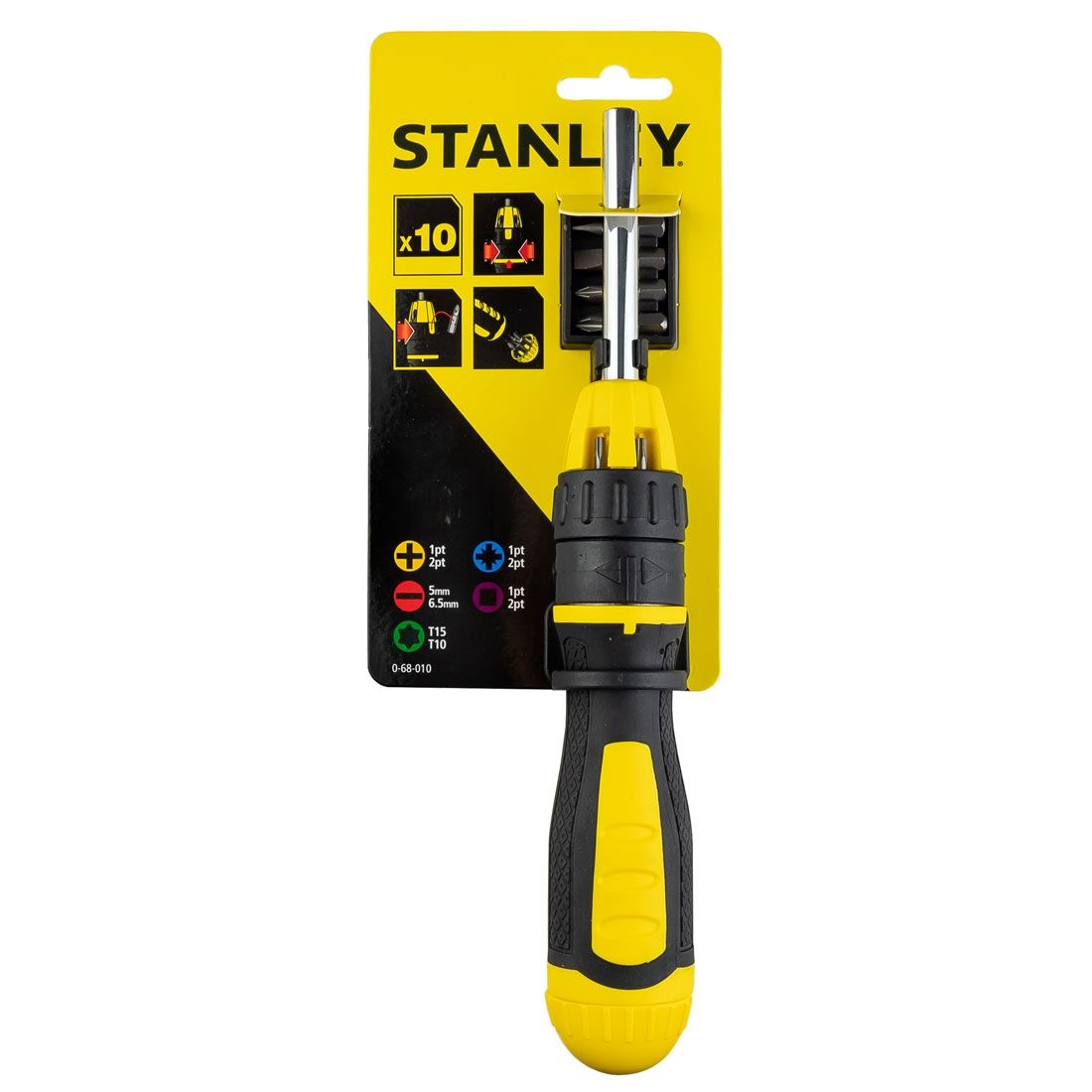 STANLEY 0-68-010 MULTI BIT RATCHET SCREWDRIVER X10 PCS - MonkeyTools