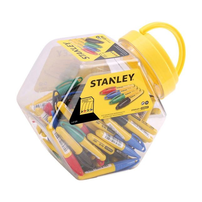 STANLEY 1-47-329 MINI FINE TIP MARKER PENS MIXED COLOURS X72 PCS - MonkeyTools