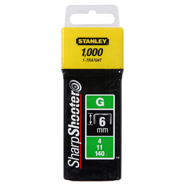 STANLEY 1-TRA704T SHARPSHOOTER 6MM HEAVY DUTY STAPLES 4/11/140 TYPE G X1000 PCS - MonkeyTools