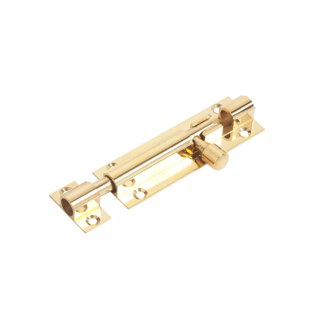 STRAIGHT DOOR BOLT POLISHED BRASS 76MM - MonkeyTools