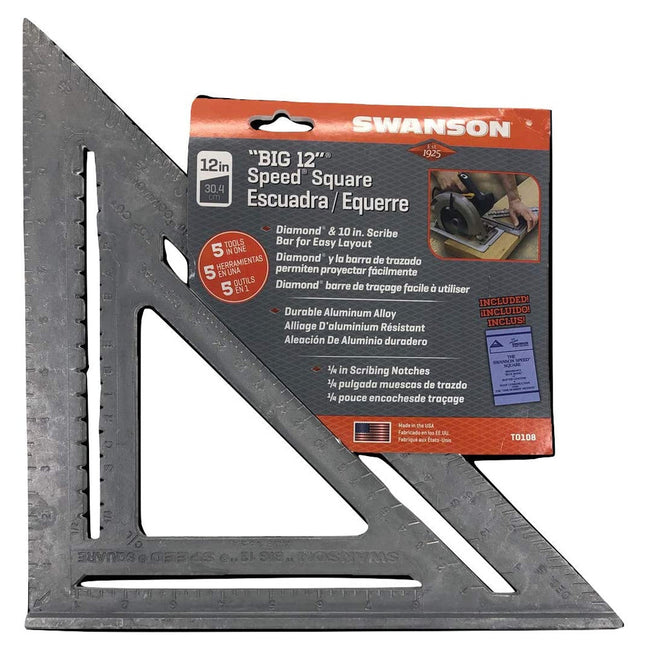 Swanson SWA-T0108 12" Imperial Speed Square with Instruction Book - MonkeyTools