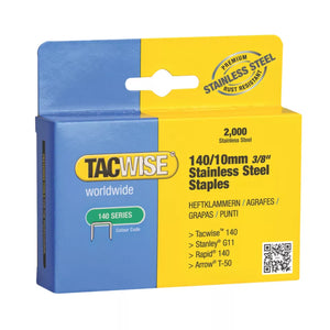 TACWISE 140 SERIES STAPLES STAINLESS STEEL 10MM X 10.6MM 2000 PACK - MonkeyTools