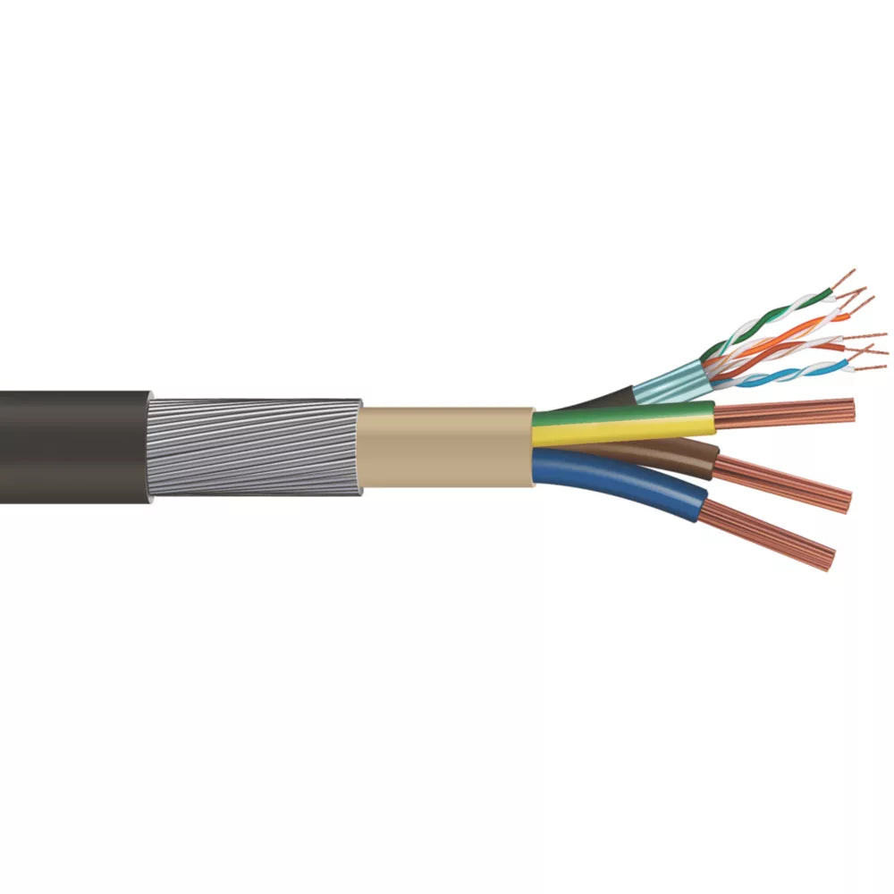 TIME EV-ULTRA BLACK 3-CORE 10MM² & CAT 5E 4-PAIR ARMOURED EV CHARGING CABLE 1M COIL - MonkeyTools