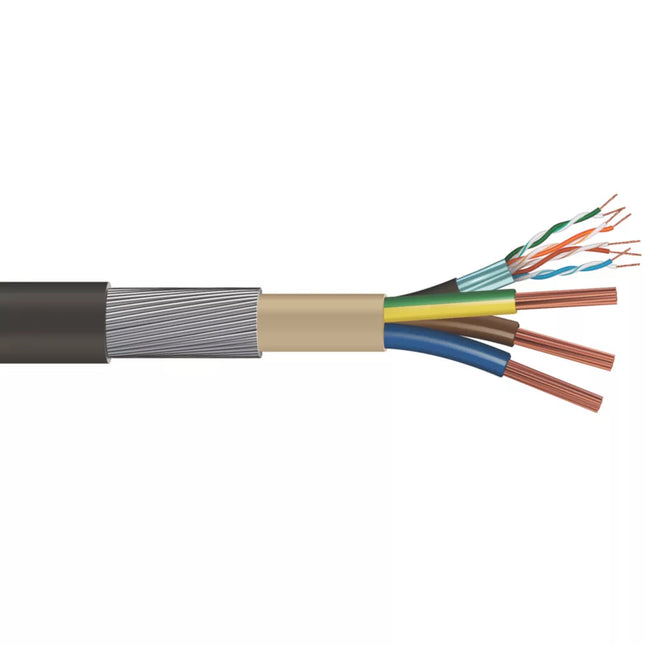 TIME EV-ULTRA BLACK 3-CORE 10MM² & CAT 5E 4-PAIR ARMOURED EV CHARGING CABLE 1M COIL - MonkeyTools