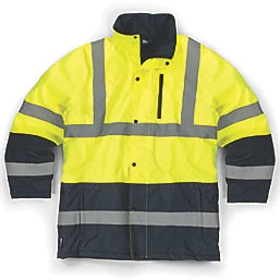 TOUGH GRIT HI-VIS WATERPROOF JACKET YELLOW / NAVY LARGE 54" CHEST - MonkeyTools