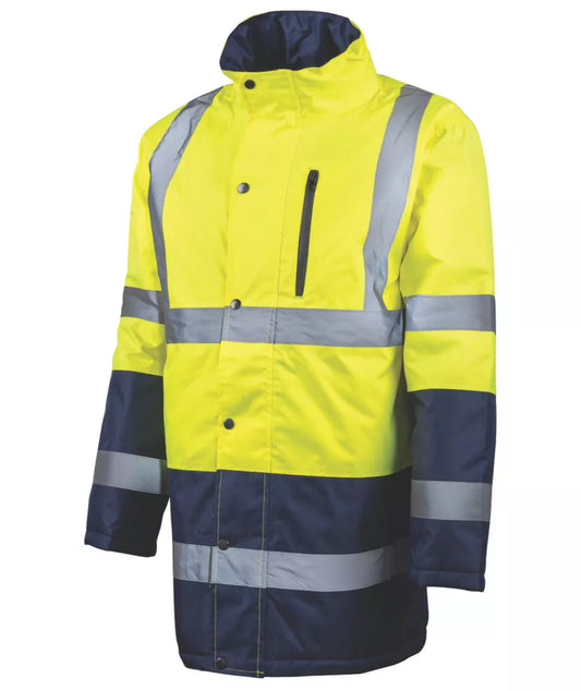 TOUGH GRIT HI-VIS WATERPROOF JACKET YELLOW / NAVY LARGE 54" CHEST - MonkeyTools