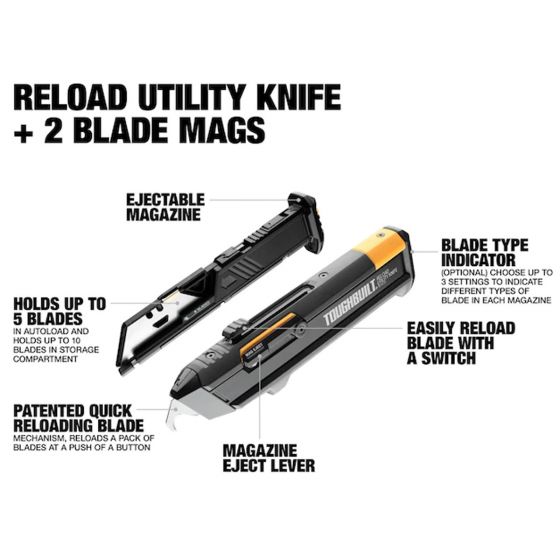 Toughbuilt Reload Utility Knife TB-H4S2-03-BEA - MonkeyTools