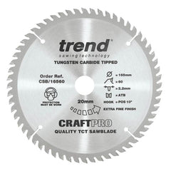 TREND CSB/16560 CRAFTPRO SAW BLADE 165MM X 60 TEETH X 20MM