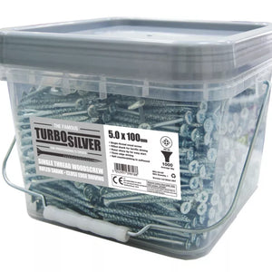 TURBO SILVER PZ DOUBLE-COUNTERSUNK MULTIPURPOSE SCREWS 5MM X 100MM 1000 PACK - MonkeyTools
