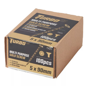 TURBO TX TX DOUBLE-COUNTERSUNK SELF-DRILLING MULTIPURPOSE SCREWS 5MM X 100MM 100 PACK - MonkeyTools