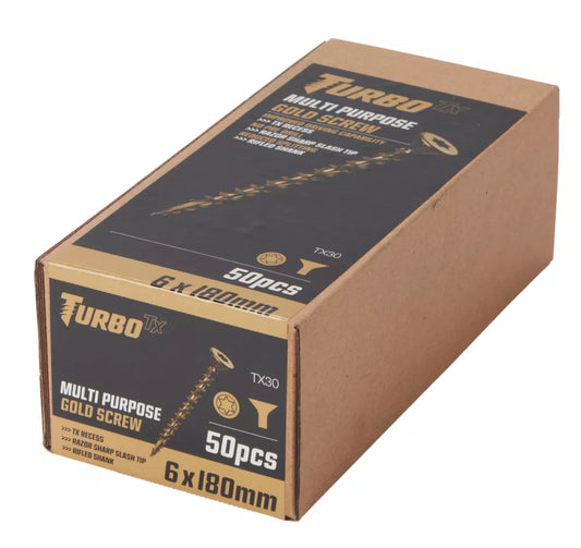 TURBO TX TX DOUBLE-COUNTERSUNK SELF-DRILLING MULTIPURPOSE SCREWS 6MM X 100MM 100 PACK - MonkeyTools