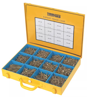 TURBOGOLD PZ DOUBLE-COUNTERSUNK WOODSCREWS EXPERT TRADE CASE 2800 PCS - MonkeyTools