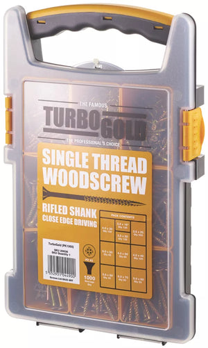 TURBOGOLD PZ DOUBLE-COUNTERSUNK WOODSCREWS TRADE GRAB PACK 1000 PCS - MonkeyTools