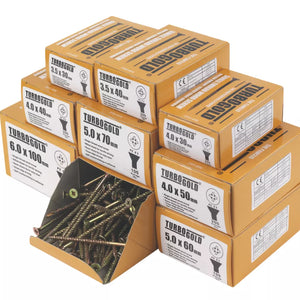 TURBOGOLD PZ DOUBLE-COUNTERSUNK WOODSCREWS TRADE PACK 1400 PCS - MonkeyTools