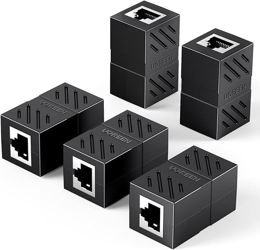 UGREEN RJ45 Connector Extender(5 Pack), Cat7 Cat6 Cat5e 8P8C LAN Ethernet Cable Adapter, RJ45 Coupler Adapter Ethernet Extender, Network Female to Female Ethernet Coupler with Thunder Protection - MonkeyTools
