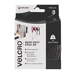VELCRO BRAND BLACK HEAVY DUTY STICK-ON TAPE 1M X 50MM - MonkeyTools