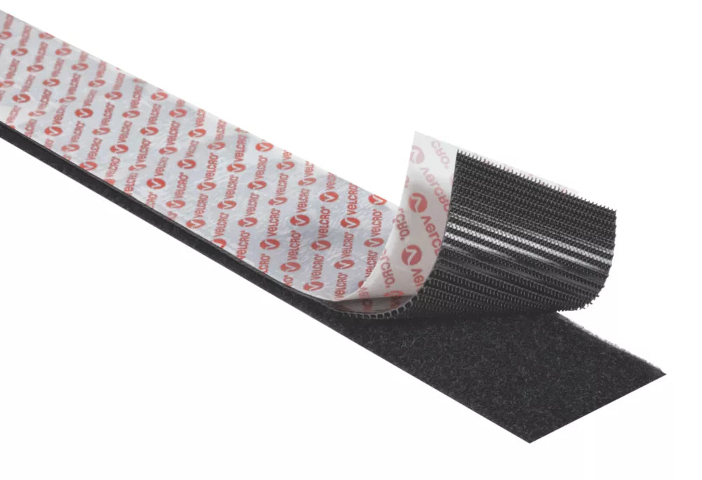 VELCRO BRAND BLACK HEAVY DUTY STICK-ON TAPE 1M X 50MM - MonkeyTools