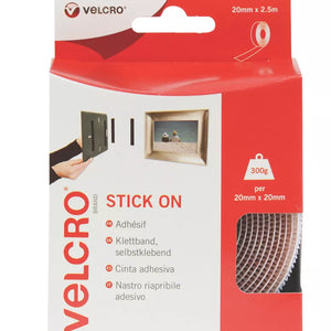 VELCRO BRAND WHITE STICK-ON TAPE 2.5M X 20MM - MonkeyTools