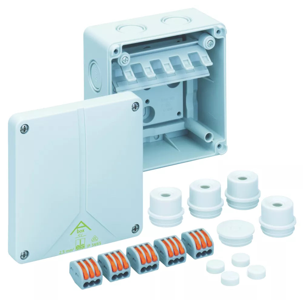 WAGO ABOX 221 IP65 32A 5-TERMINAL WEATHERPROOF OUTDOOR JUNCTION BOX 110MM X 110MM X 67MM - MonkeyTools