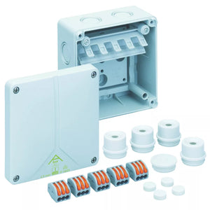 WAGO ABOX 221 IP65 32A 5-TERMINAL WEATHERPROOF OUTDOOR JUNCTION BOX 110MM X 110MM X 67MM - MonkeyTools